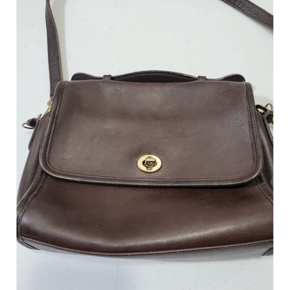 Vintage COACH 9870 Court Shoulder Bag Purse Chocolate Brown Leather Turn Lock - Picture 3 of 16